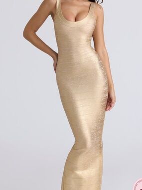 House of Cb Gold Bandage Dress Great Condition